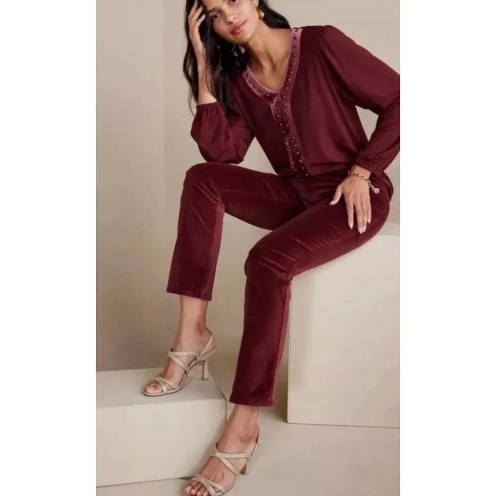 Soft Surroundings NWT velveteen fly front straight leg pants size 8